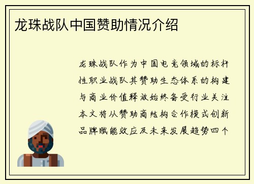 龙珠战队中国赞助情况介绍